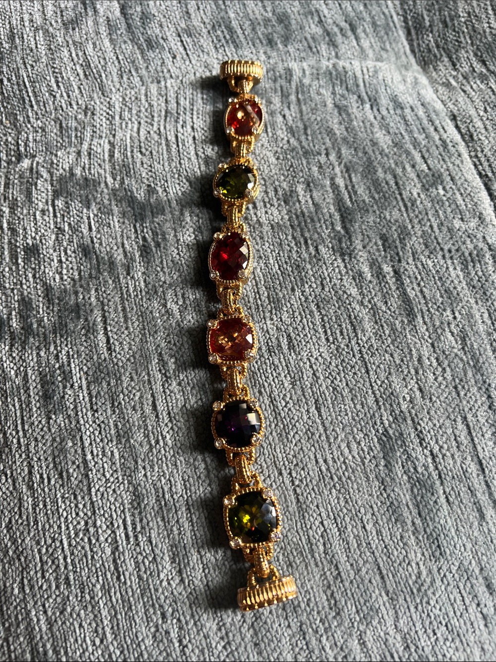Gold-Tone Bracelet with Multicolor Faceted Stones